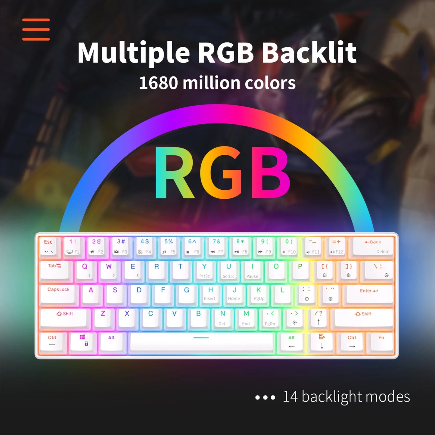 RK Royal Kludge RK61 2.4G Wireless Bluetooth Mechanical Keyboard Tri-mode 61 Keys RGB Backlit Mini Hot-swappable Gamer Keyboard