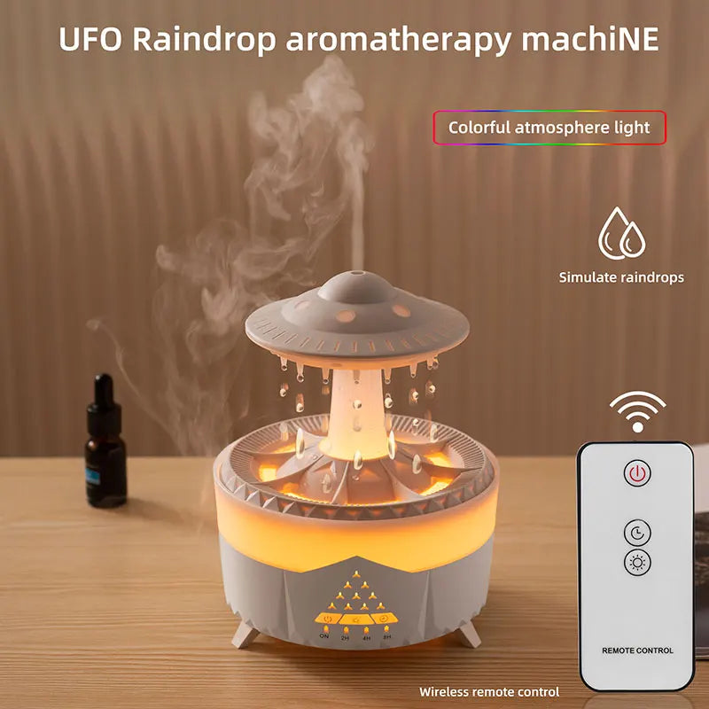 Hot selling Rainbow Raindrop Humidifier Home Night Light Mushroom Desktop Silent Rain Cloud Aromatherapy Machine