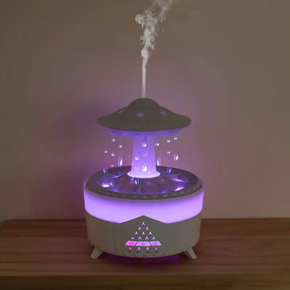 Hot selling Rainbow Raindrop Humidifier Home Night Light Mushroom Desktop Silent Rain Cloud Aromatherapy Machine