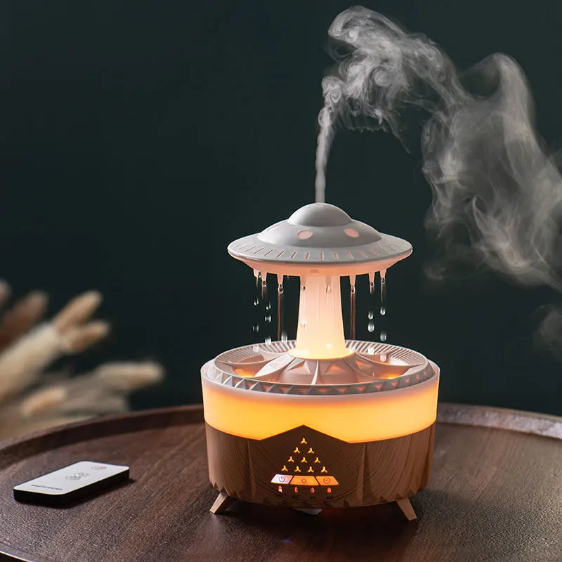 Hot selling Rainbow Raindrop Humidifier Home Night Light Mushroom Desktop Silent Rain Cloud Aromatherapy Machine