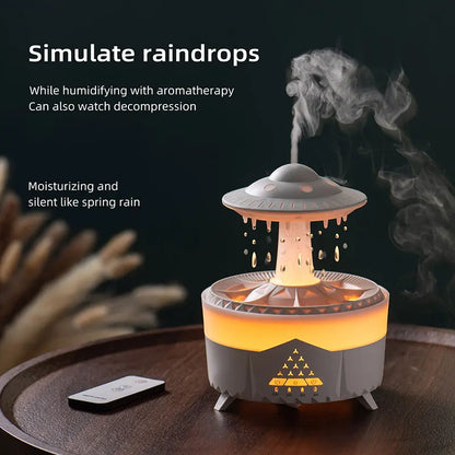 Hot selling Rainbow Raindrop Humidifier Home Night Light Mushroom Desktop Silent Rain Cloud Aromatherapy Machine