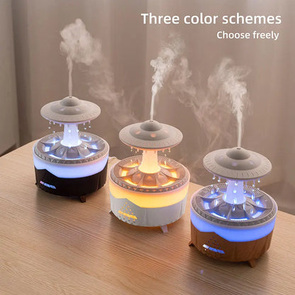 Hot selling Rainbow Raindrop Humidifier Home Night Light Mushroom Desktop Silent Rain Cloud Aromatherapy Machine